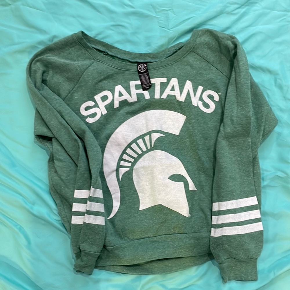 MSU spartans with spartan head long sleeve sweatshirt